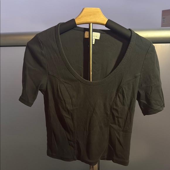 Tops Shop : Ribbed Classic Black Women's Top - Picture 1 of 4